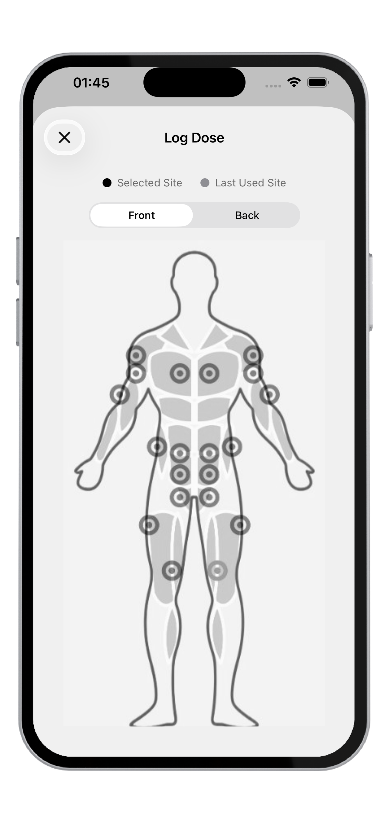 MOG log dose body map